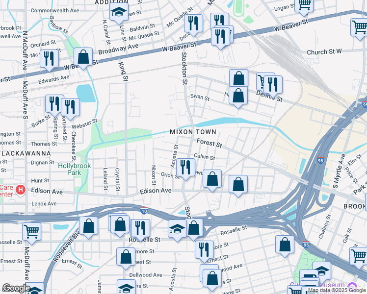 map of restaurants, bars, coffee shops, grocery stores, and more near 2516 Forest Street in Jacksonville