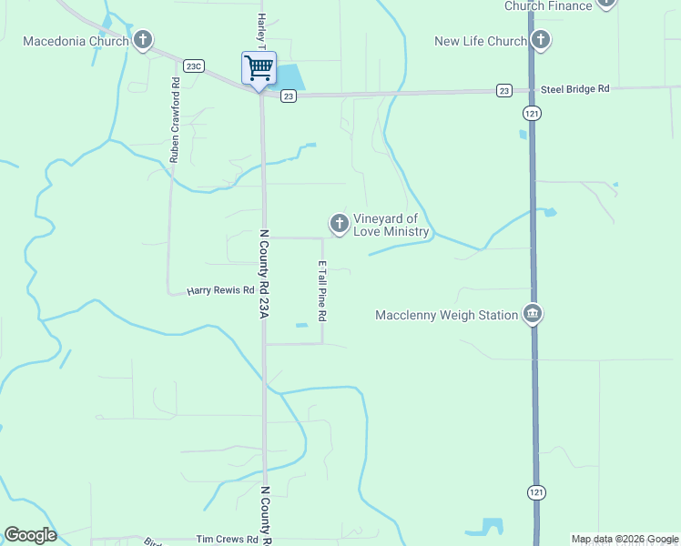 map of restaurants, bars, coffee shops, grocery stores, and more near 5575 North Tall Pine Road in Macclenny