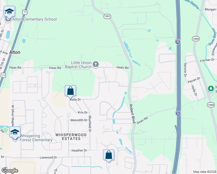 map of restaurants, bars, coffee shops, grocery stores, and more near 14-16 Hunters Creek Road in Slidell