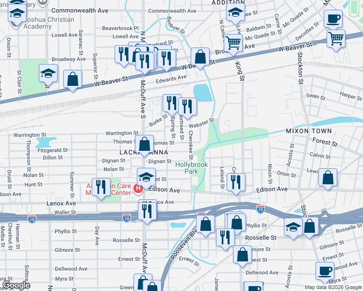 map of restaurants, bars, coffee shops, grocery stores, and more near 229 Shortreed Street in Jacksonville