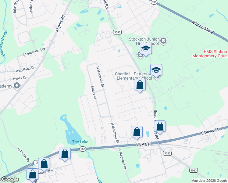 map of restaurants, bars, coffee shops, grocery stores, and more near 625 Pine Creek Drive in Conroe