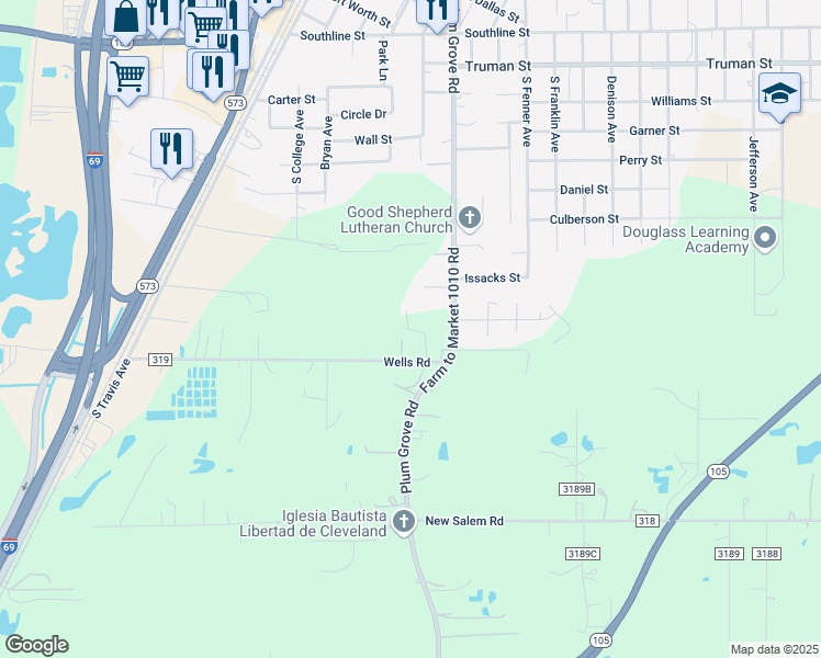 map of restaurants, bars, coffee shops, grocery stores, and more near 591 Cr-3191 in Cleveland
