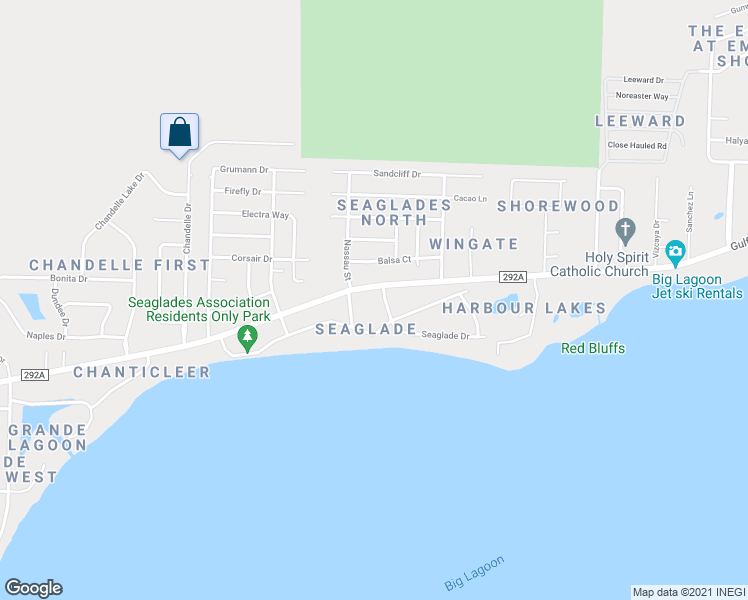 map of restaurants, bars, coffee shops, grocery stores, and more near 5105 Flamingo Street in Pensacola