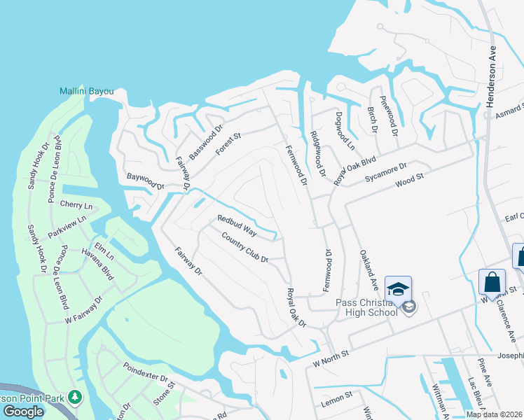 map of restaurants, bars, coffee shops, grocery stores, and more near 630-632 Royal Oak Drive in Pass Christian
