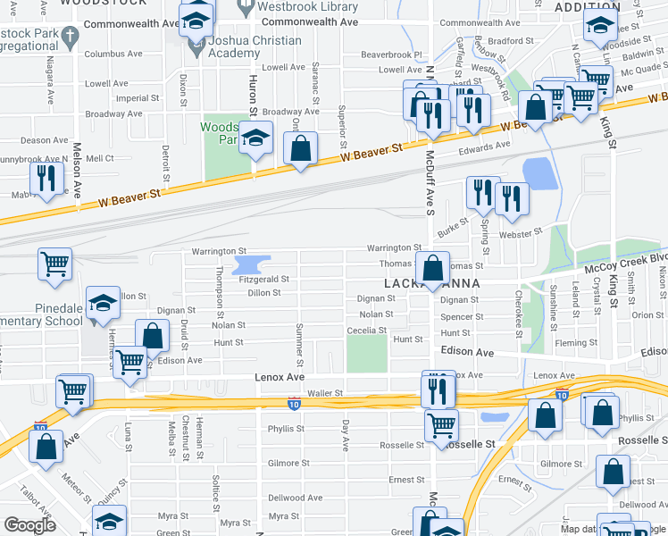 map of restaurants, bars, coffee shops, grocery stores, and more near 3212 Thomas Street in Jacksonville