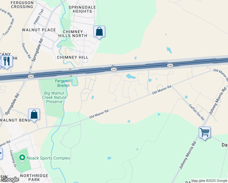 map of restaurants, bars, coffee shops, grocery stores, and more near 9345 U S Courthouse in Austin