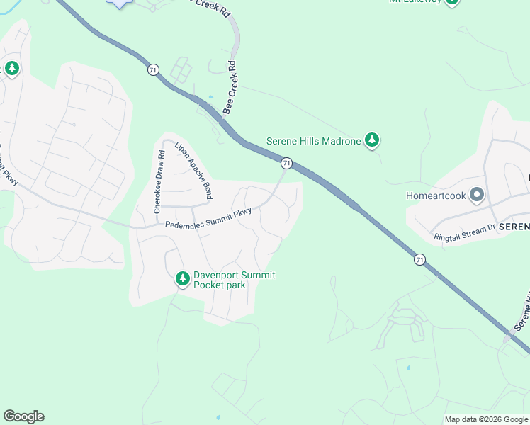 map of restaurants, bars, coffee shops, grocery stores, and more near 5408 Pedernales Summit Parkway in Spicewood