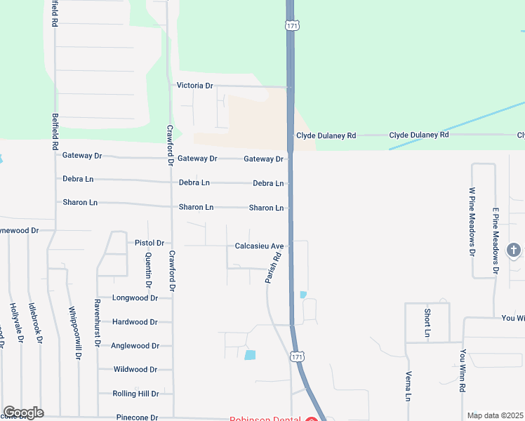 map of restaurants, bars, coffee shops, grocery stores, and more near 210 Sharon Ln in Lake Charles