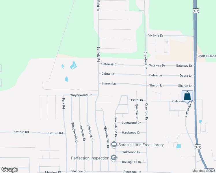 map of restaurants, bars, coffee shops, grocery stores, and more near 715 Sharon Ln in Lake Charles