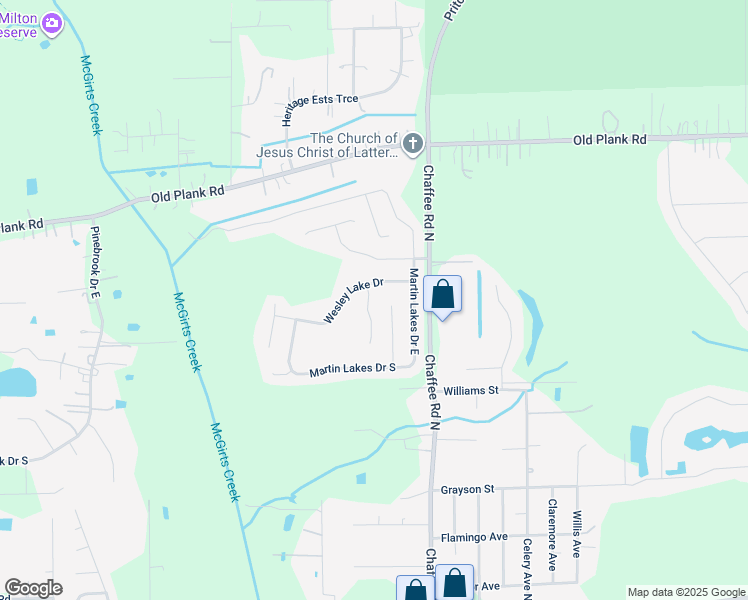 map of restaurants, bars, coffee shops, grocery stores, and more near 671 Mandy Oaks Drive in Jacksonville