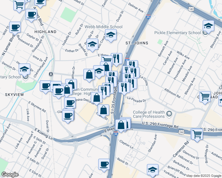 map of restaurants, bars, coffee shops, grocery stores, and more near in 