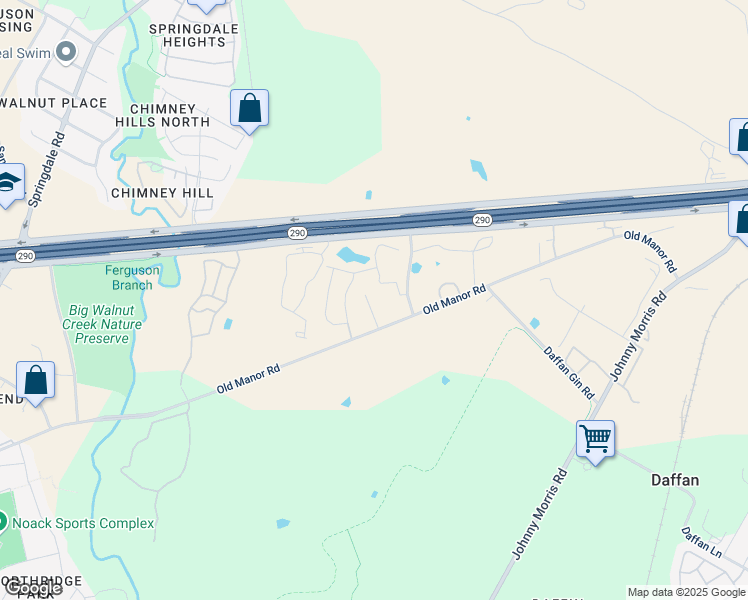 map of restaurants, bars, coffee shops, grocery stores, and more near 8607 Karling Drive in Austin