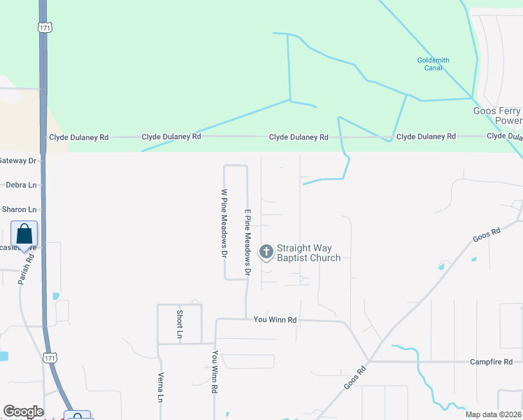 map of restaurants, bars, coffee shops, grocery stores, and more near 1617 E Pine Meadows Dr in Lake Charles