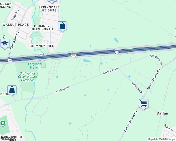 map of restaurants, bars, coffee shops, grocery stores, and more near 8606 Karling Drive in Austin