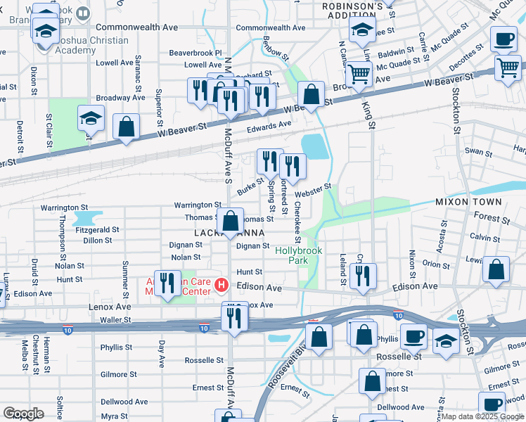 map of restaurants, bars, coffee shops, grocery stores, and more near 229 Willow Branch Avenue in Jacksonville