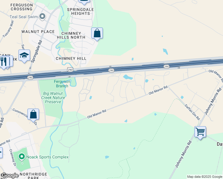 map of restaurants, bars, coffee shops, grocery stores, and more near 9345 U S Courthouse in Austin