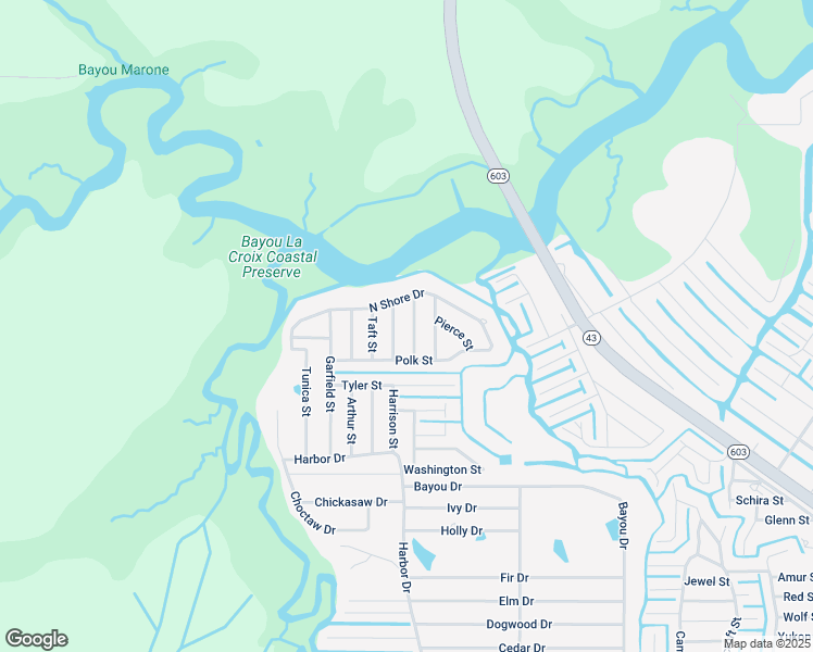 map of restaurants, bars, coffee shops, grocery stores, and more near 11041 Harding Street in Bay St. Louis
