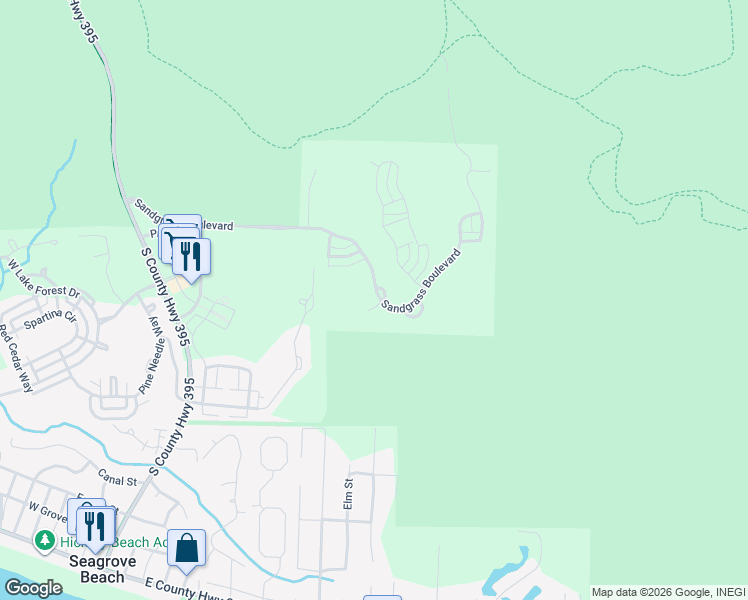 map of restaurants, bars, coffee shops, grocery stores, and more near 812 Sandgrass Boulevard in Santa Rosa Beach