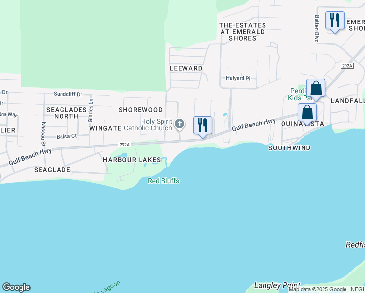 map of restaurants, bars, coffee shops, grocery stores, and more near 10635 Gulf Beach Highway in Pensacola