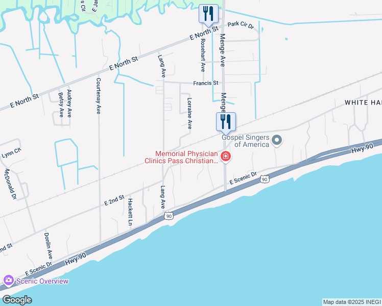 map of restaurants, bars, coffee shops, grocery stores, and more near 823 East 2nd Street in Pass Christian