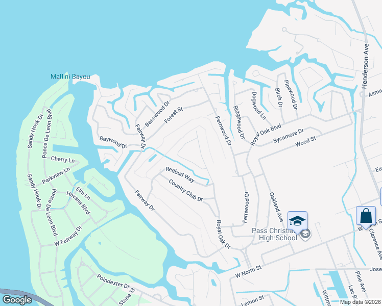 map of restaurants, bars, coffee shops, grocery stores, and more near 630-632 Royal Oak Drive in Pass Christian