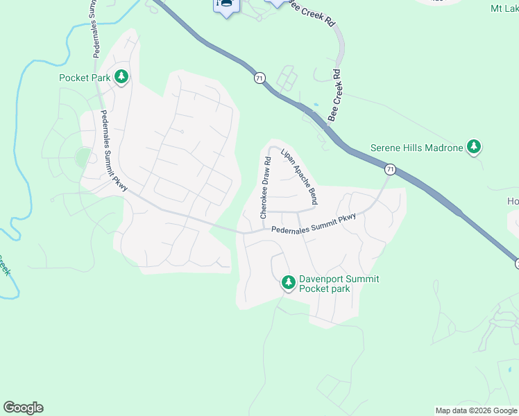 map of restaurants, bars, coffee shops, grocery stores, and more near 5701 Cherokee Draw Road in Austin