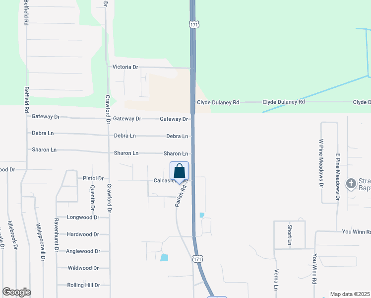 map of restaurants, bars, coffee shops, grocery stores, and more near 116 Sharon Ln in Lake Charles