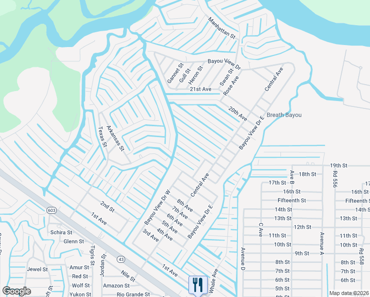 map of restaurants, bars, coffee shops, grocery stores, and more near 4037 Swallow Street in Bay Saint Louis