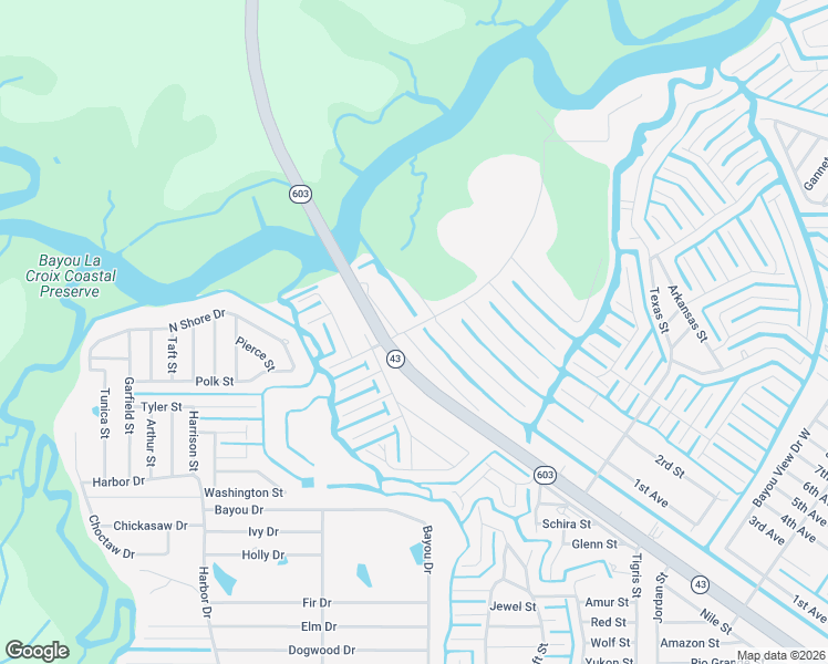 map of restaurants, bars, coffee shops, grocery stores, and more near 11082-11098 Highway 603 in Bay Saint Louis