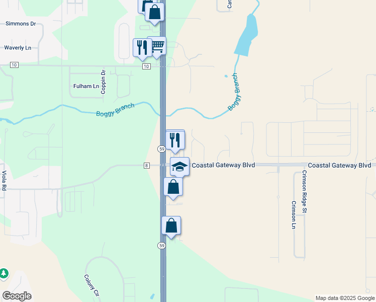 map of restaurants, bars, coffee shops, grocery stores, and more near Shallow Brook Ct in Gulf Shores