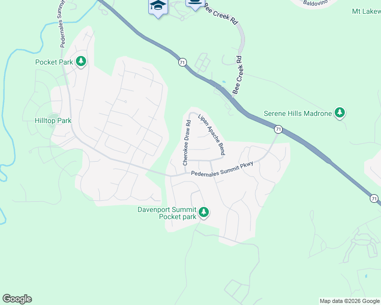 map of restaurants, bars, coffee shops, grocery stores, and more near 5701 Cherokee Draw Road in Austin