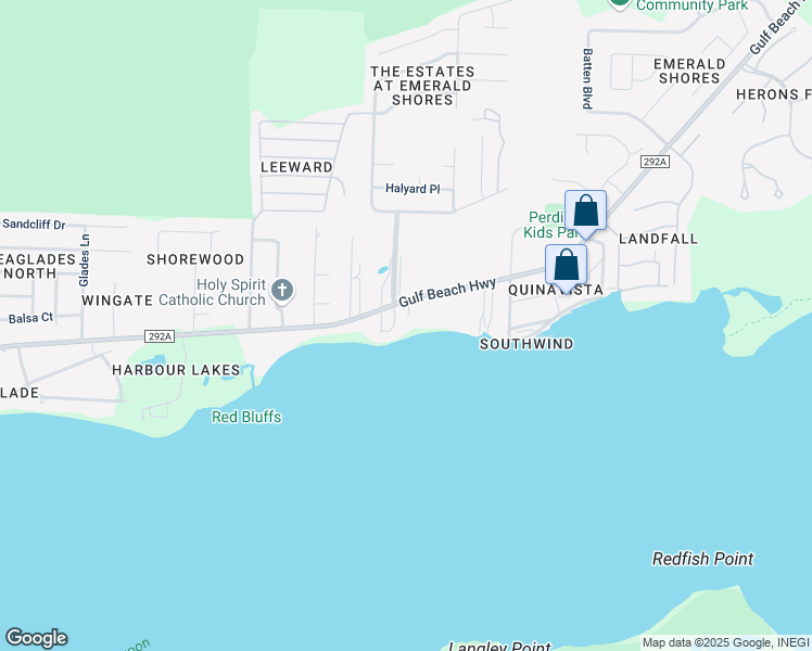 map of restaurants, bars, coffee shops, grocery stores, and more near 10443 Gulf Beach Highway in Pensacola