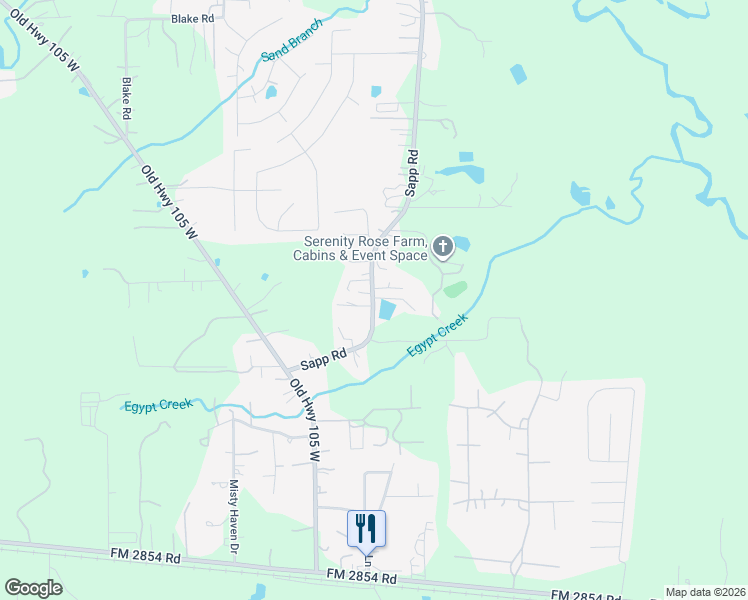 map of restaurants, bars, coffee shops, grocery stores, and more near 5221 Sapp Road in Conroe