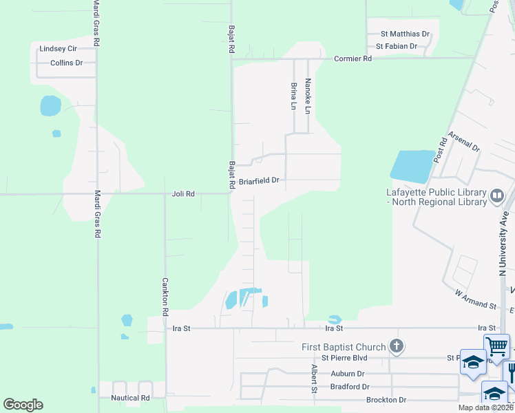 map of restaurants, bars, coffee shops, grocery stores, and more near 104 Yellow Bill Cove in Carencro