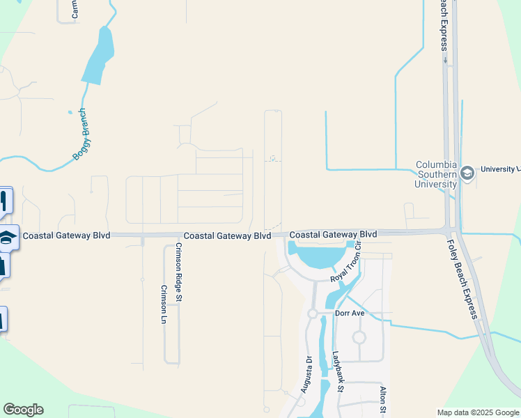 map of restaurants, bars, coffee shops, grocery stores, and more near Rocky Rd Loop in Gulf Shores