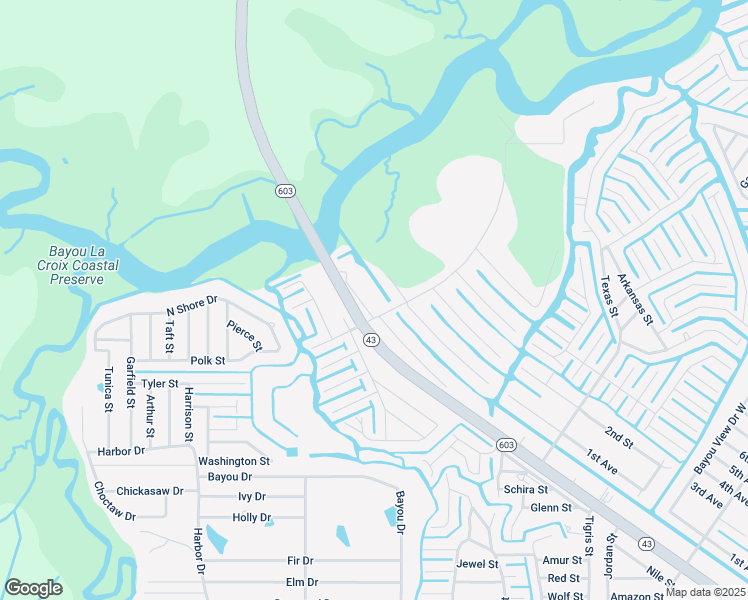 map of restaurants, bars, coffee shops, grocery stores, and more near 11194 Mississippi 603 in Bay St. Louis