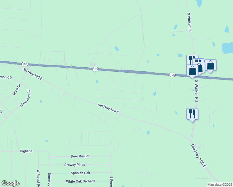map of restaurants, bars, coffee shops, grocery stores, and more near 17781 Lion Heart Road in Conroe
