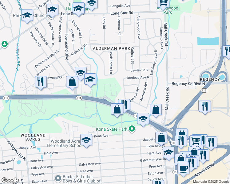 map of restaurants, bars, coffee shops, grocery stores, and more near 849 Gate Run Road in Jacksonville