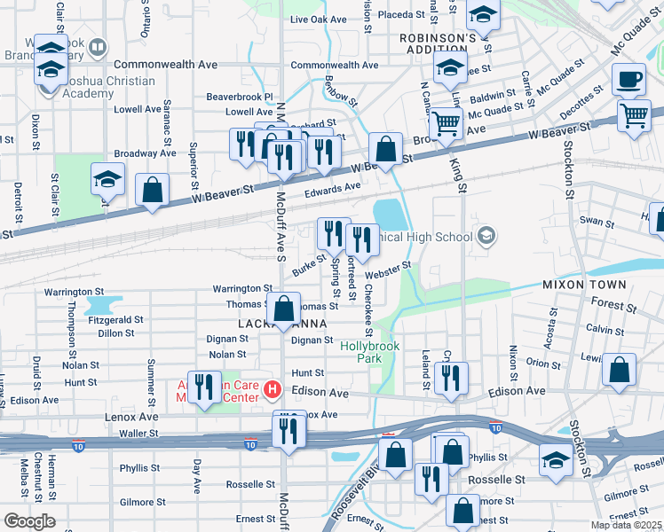 map of restaurants, bars, coffee shops, grocery stores, and more near 133 Willow Branch Avenue in Jacksonville