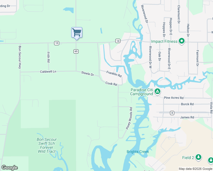map of restaurants, bars, coffee shops, grocery stores, and more near 7168 Cook Rd in Foley