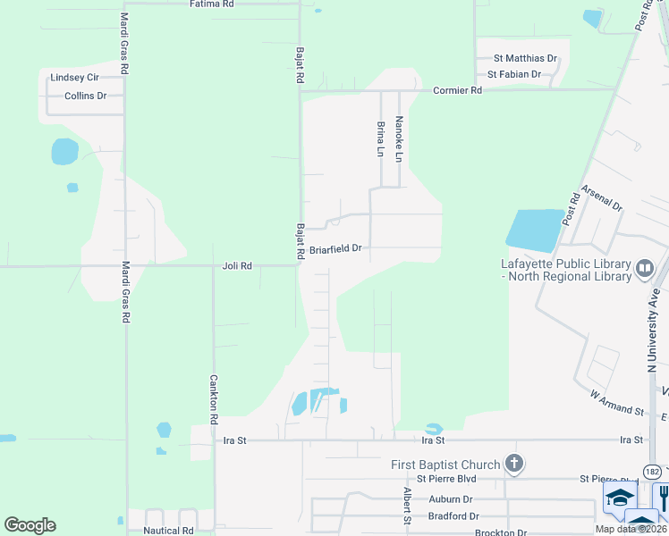 map of restaurants, bars, coffee shops, grocery stores, and more near 104 Yellow Bill Cove in Carencro
