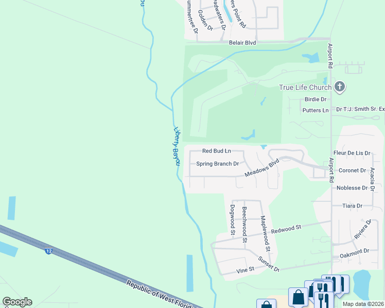 map of restaurants, bars, coffee shops, grocery stores, and more near 848 Madison Lane in Slidell