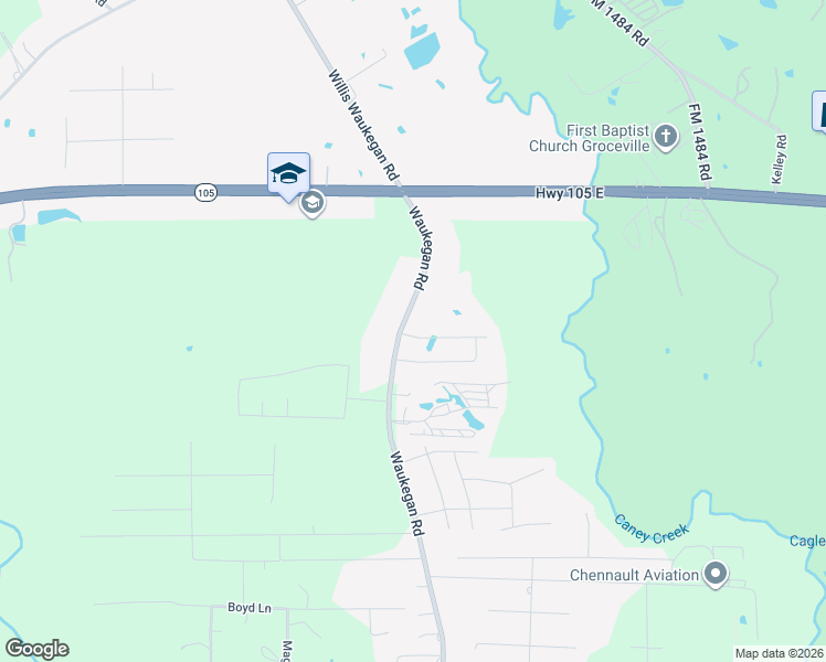 map of restaurants, bars, coffee shops, grocery stores, and more near 935 Waukegan Road in Conroe