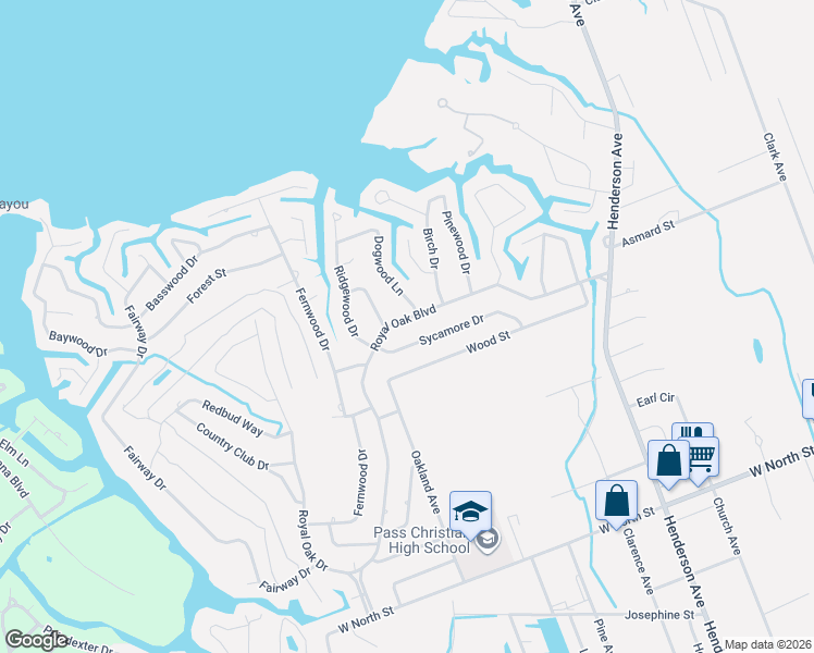 map of restaurants, bars, coffee shops, grocery stores, and more near 488 Royal Oak Dr in Pass Christian