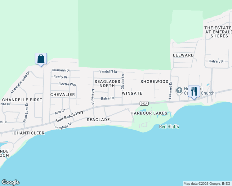 map of restaurants, bars, coffee shops, grocery stores, and more near 908 Catskill Ln in Pensacola