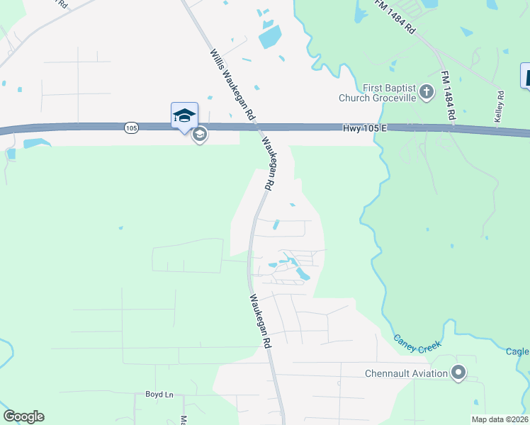 map of restaurants, bars, coffee shops, grocery stores, and more near 935 Waukegan Road in Conroe