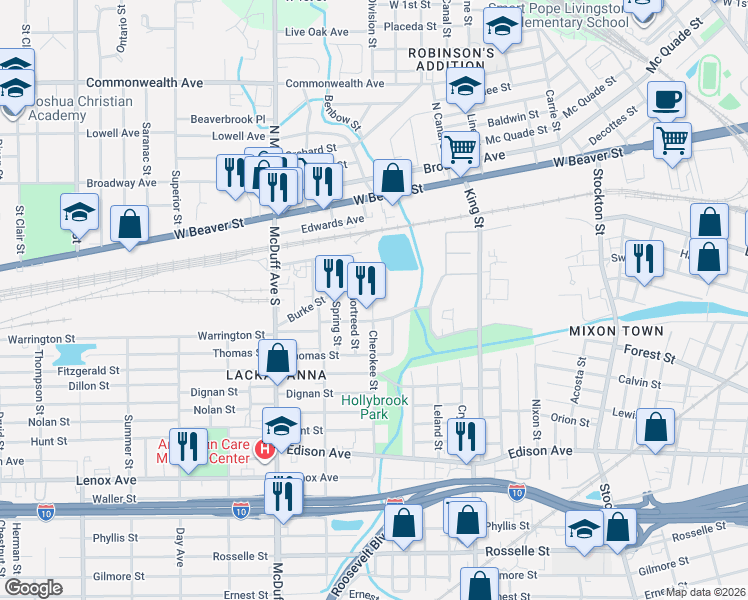 map of restaurants, bars, coffee shops, grocery stores, and more near 138 Shortreed Street in Jacksonville