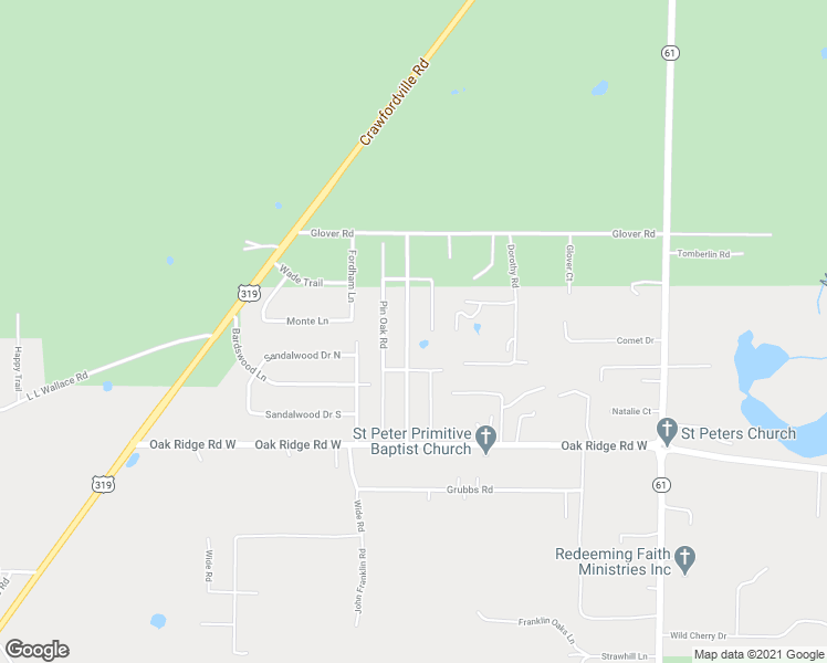 map of restaurants, bars, coffee shops, grocery stores, and more near 8215 Blackjack Road in Tallahassee