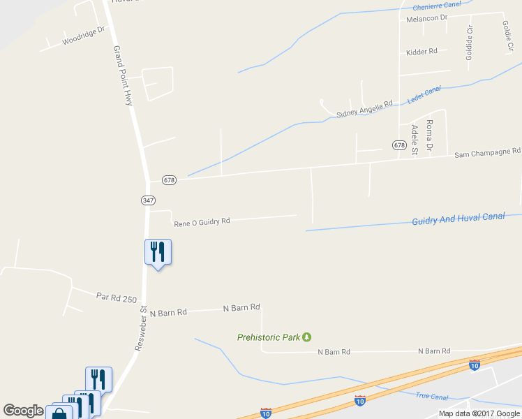 map of restaurants, bars, coffee shops, grocery stores, and more near 1097 Rene O Guidry Road in Breaux Bridge