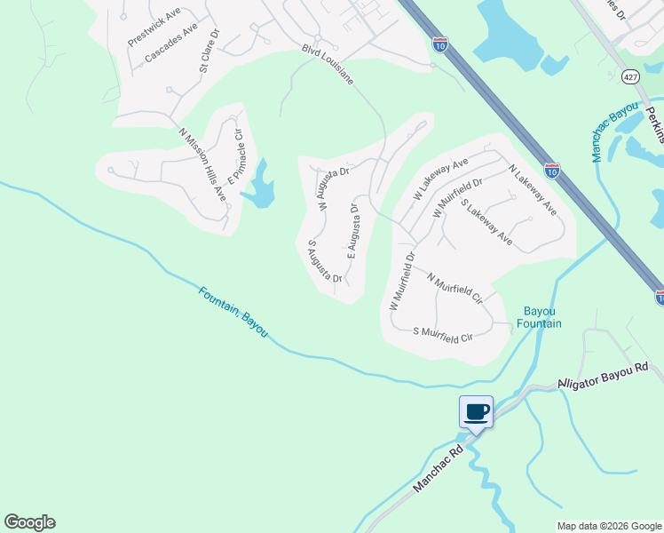 map of restaurants, bars, coffee shops, grocery stores, and more near 19119 South Augusta Drive in Baton Rouge